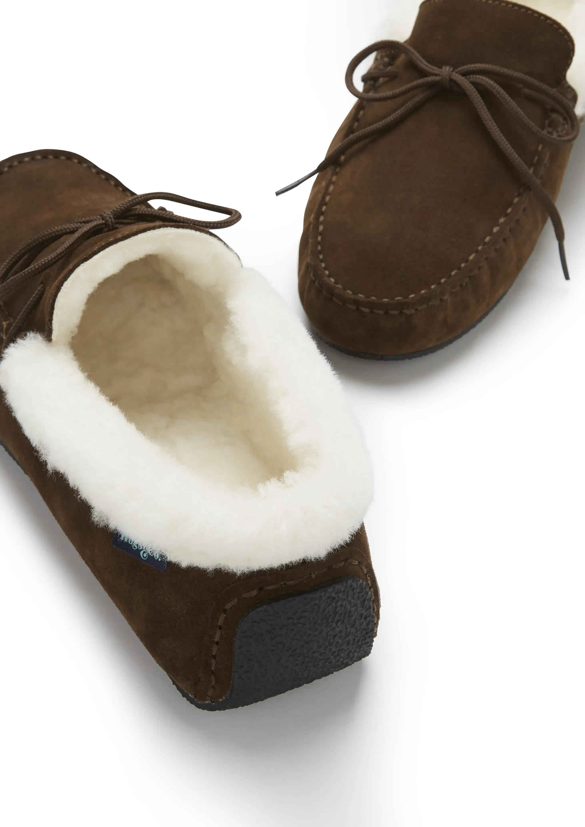 Slippers, sheepskin, brown suede