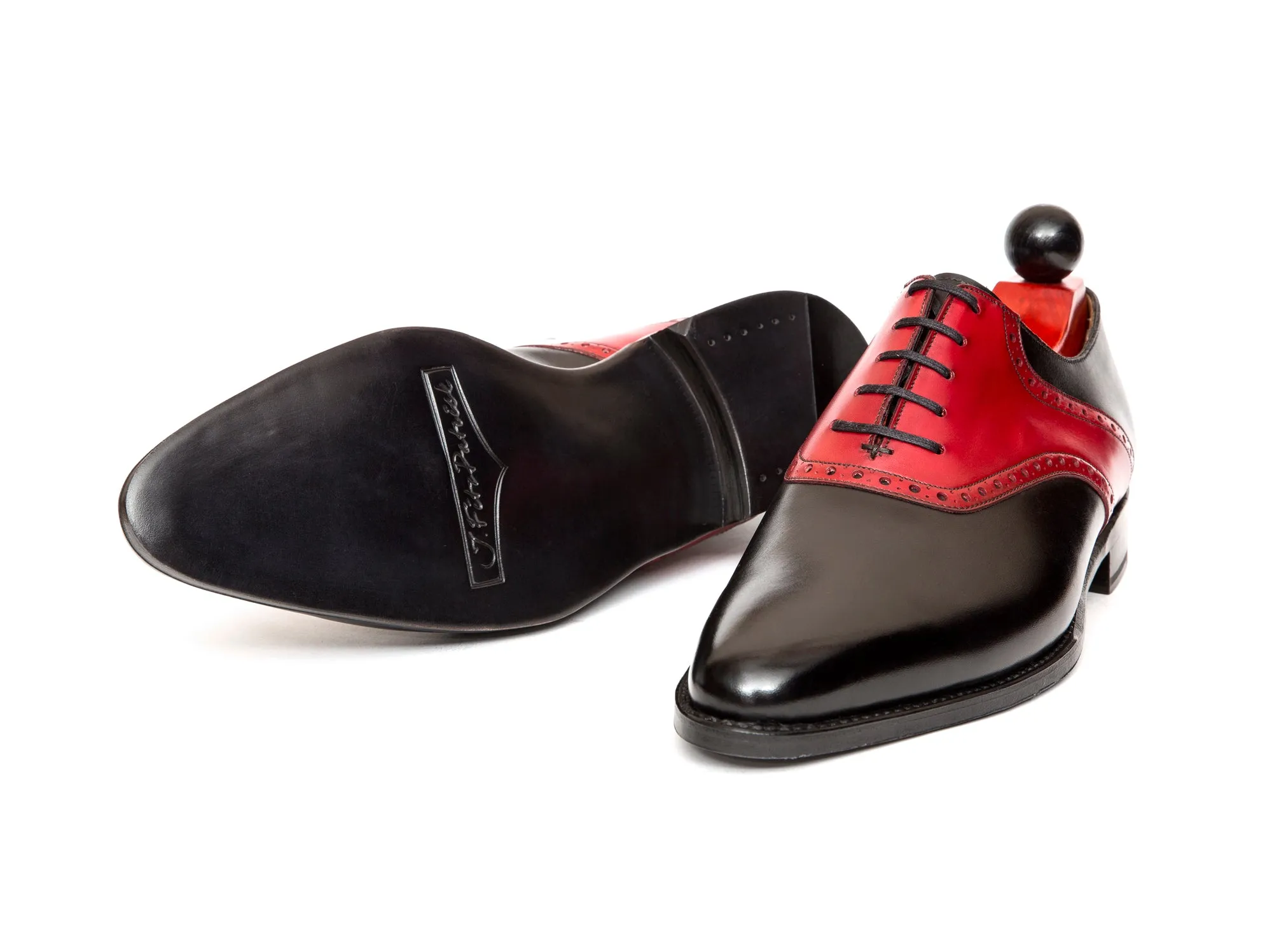 Stefano Redux - MTO - Black Calf / Red Calf Saddle - JKF Last - Single Leather Sole