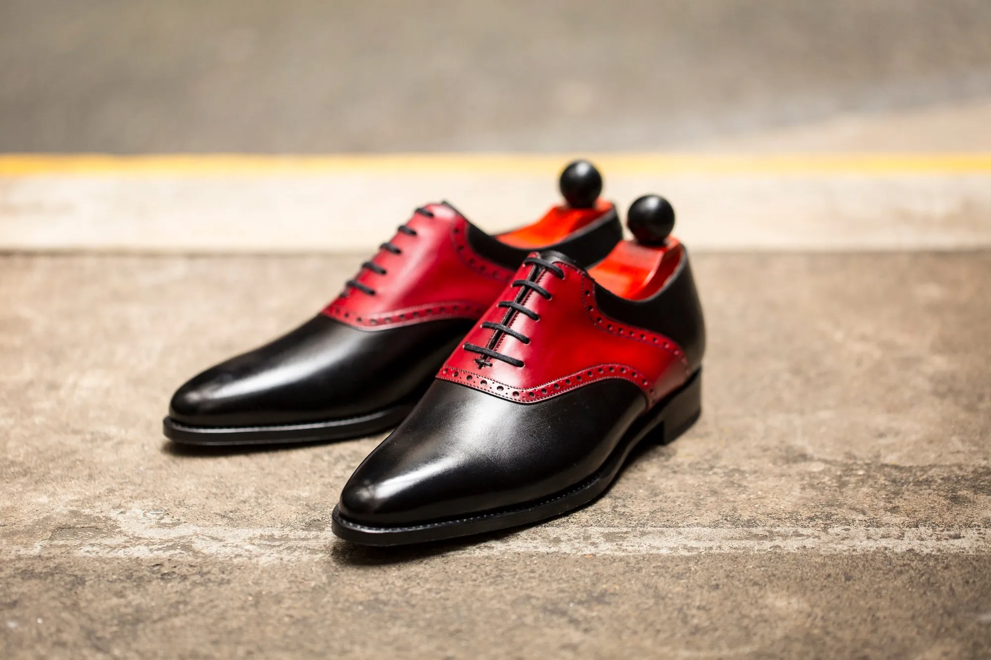 Stefano Redux - MTO - Black Calf / Red Calf Saddle - JKF Last - Single Leather Sole