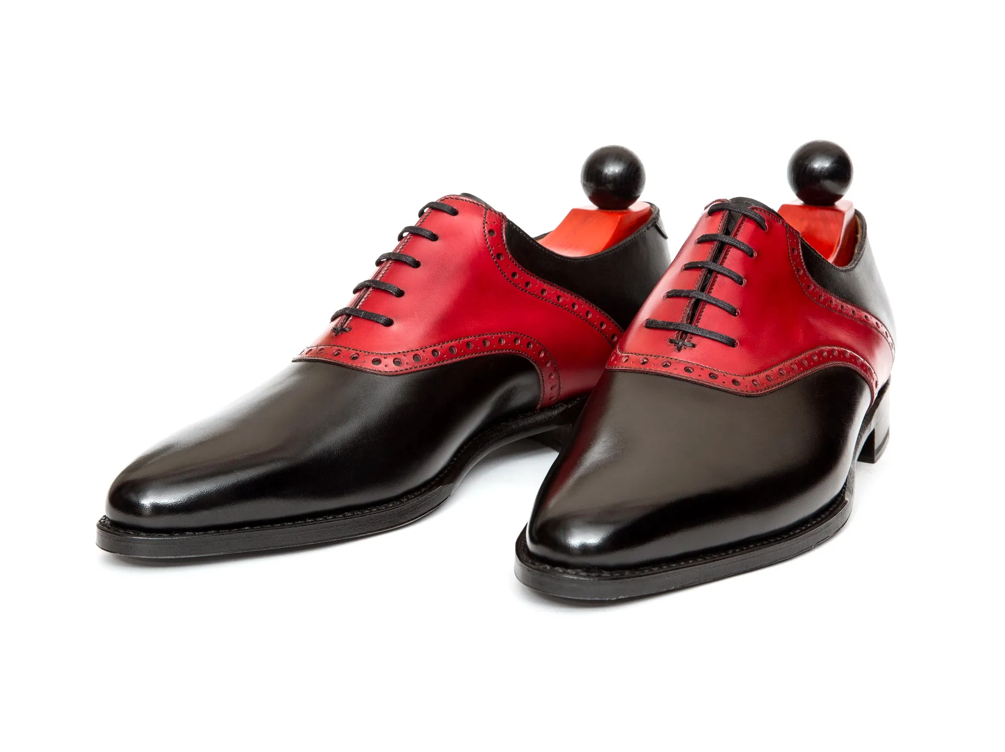 Stefano Redux - MTO - Black Calf / Red Calf Saddle - JKF Last - Single Leather Sole