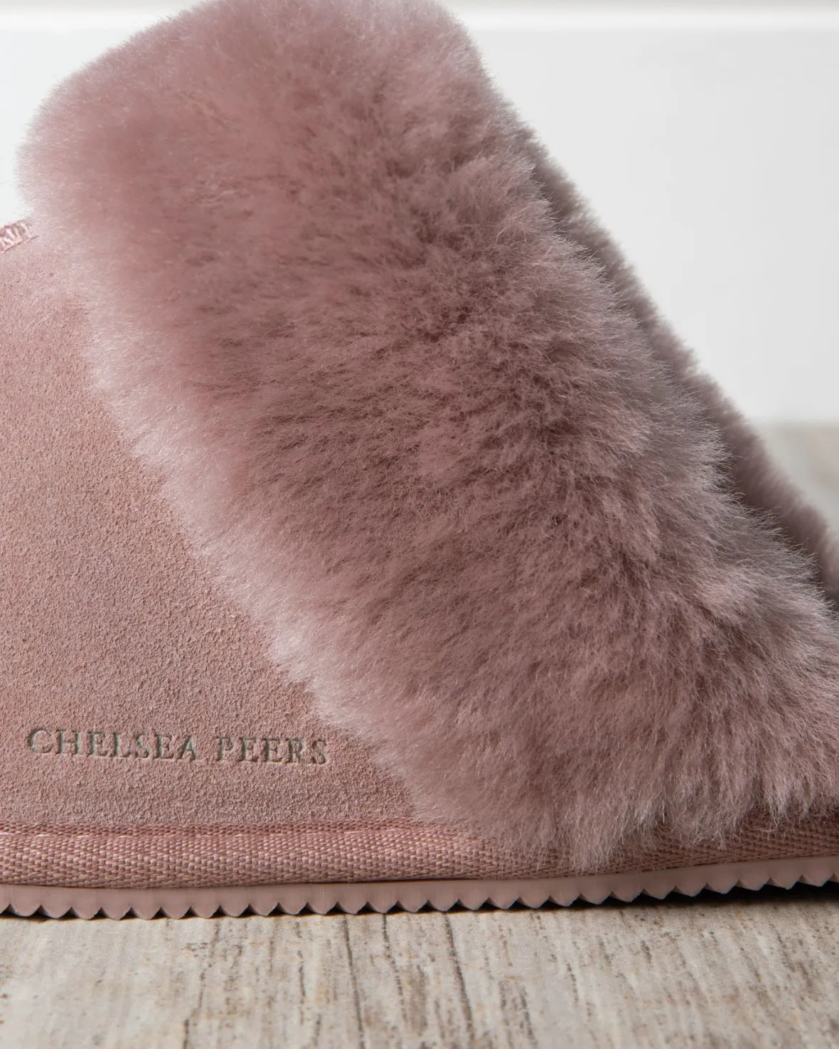 Suede Sheepskin Mule Slippers - Pink