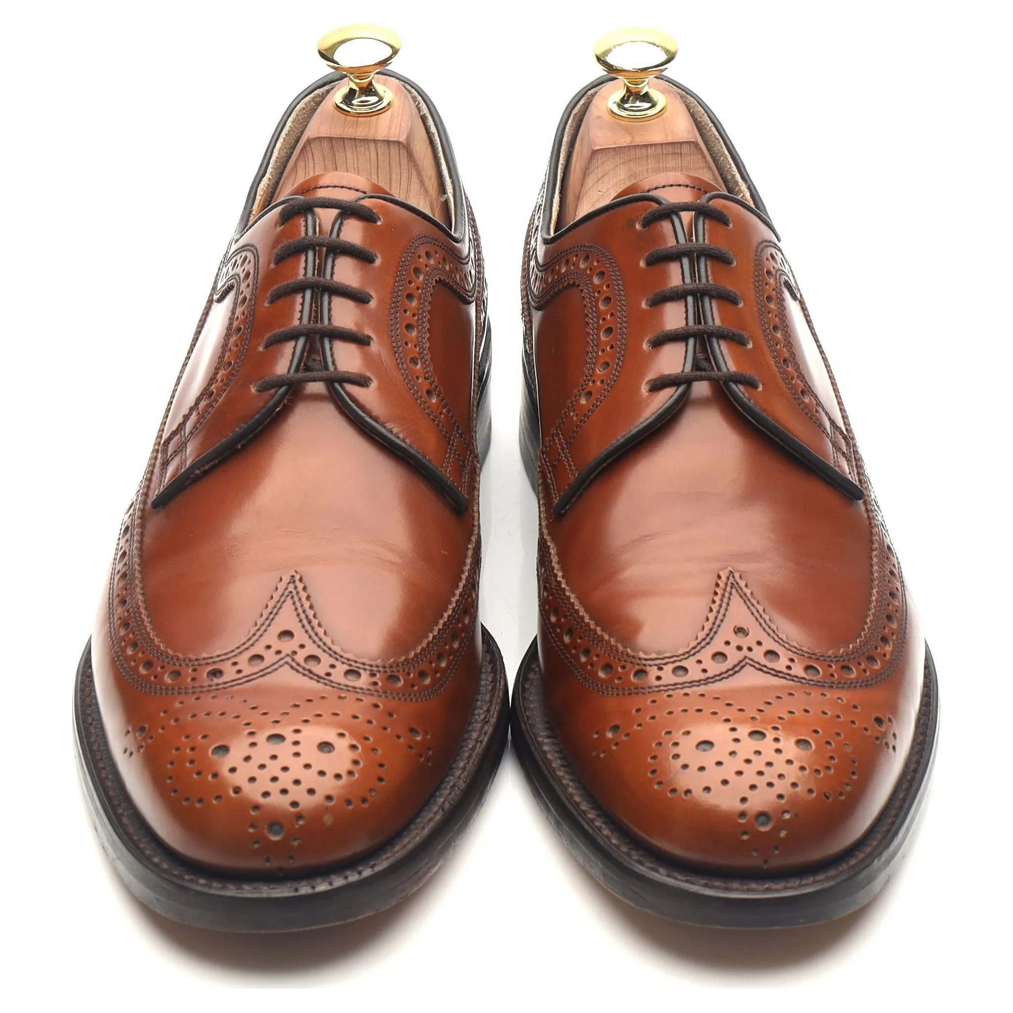 Tan Brown Leather Derby Brogues UK 8 F