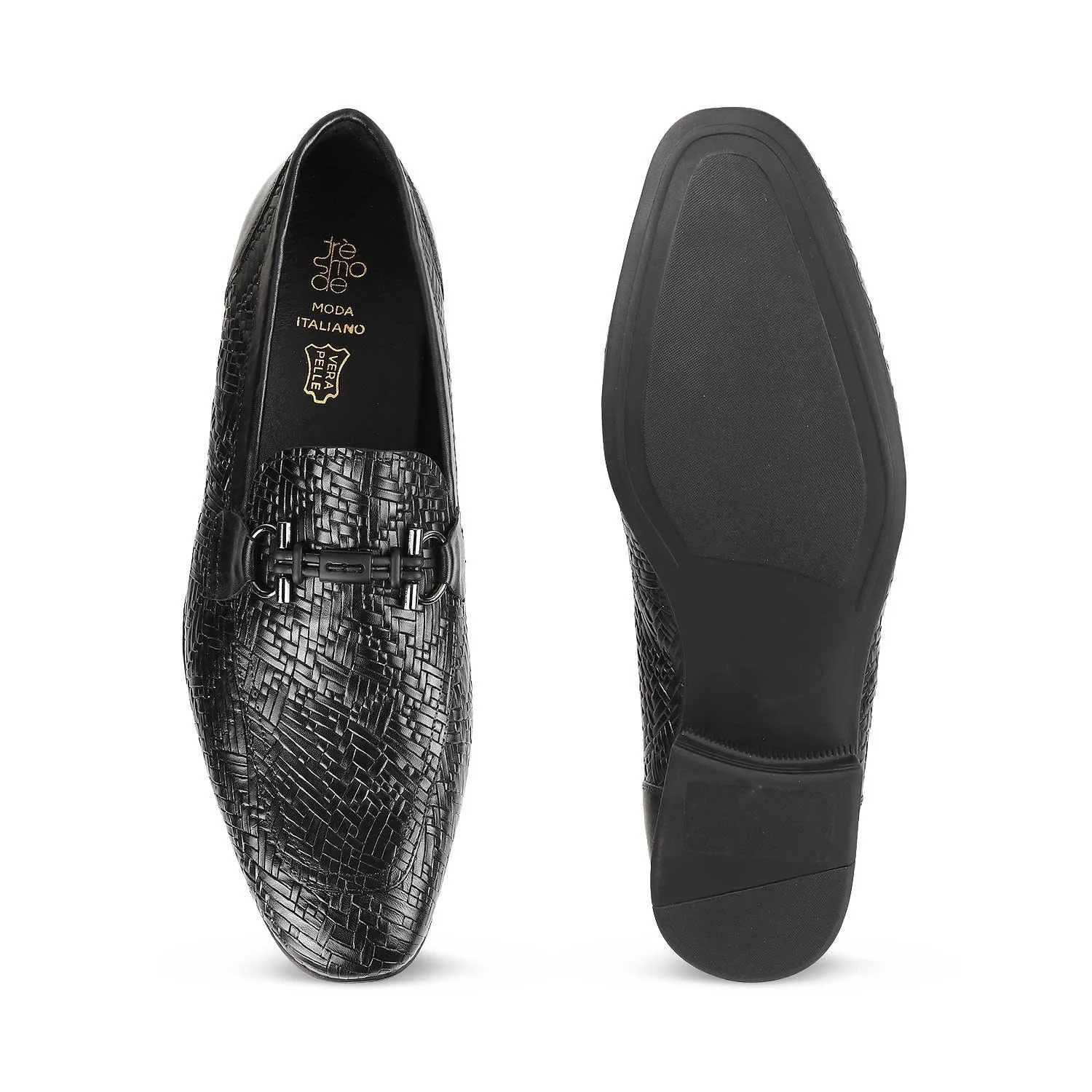 The Crint Black Men's Leather Loafers