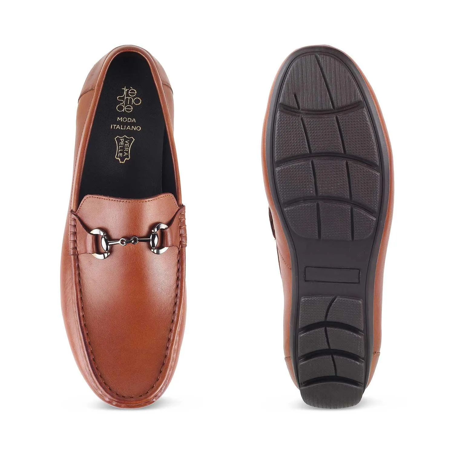 The Votterdam Tan Men's Leather Driving Loafers Tresmode