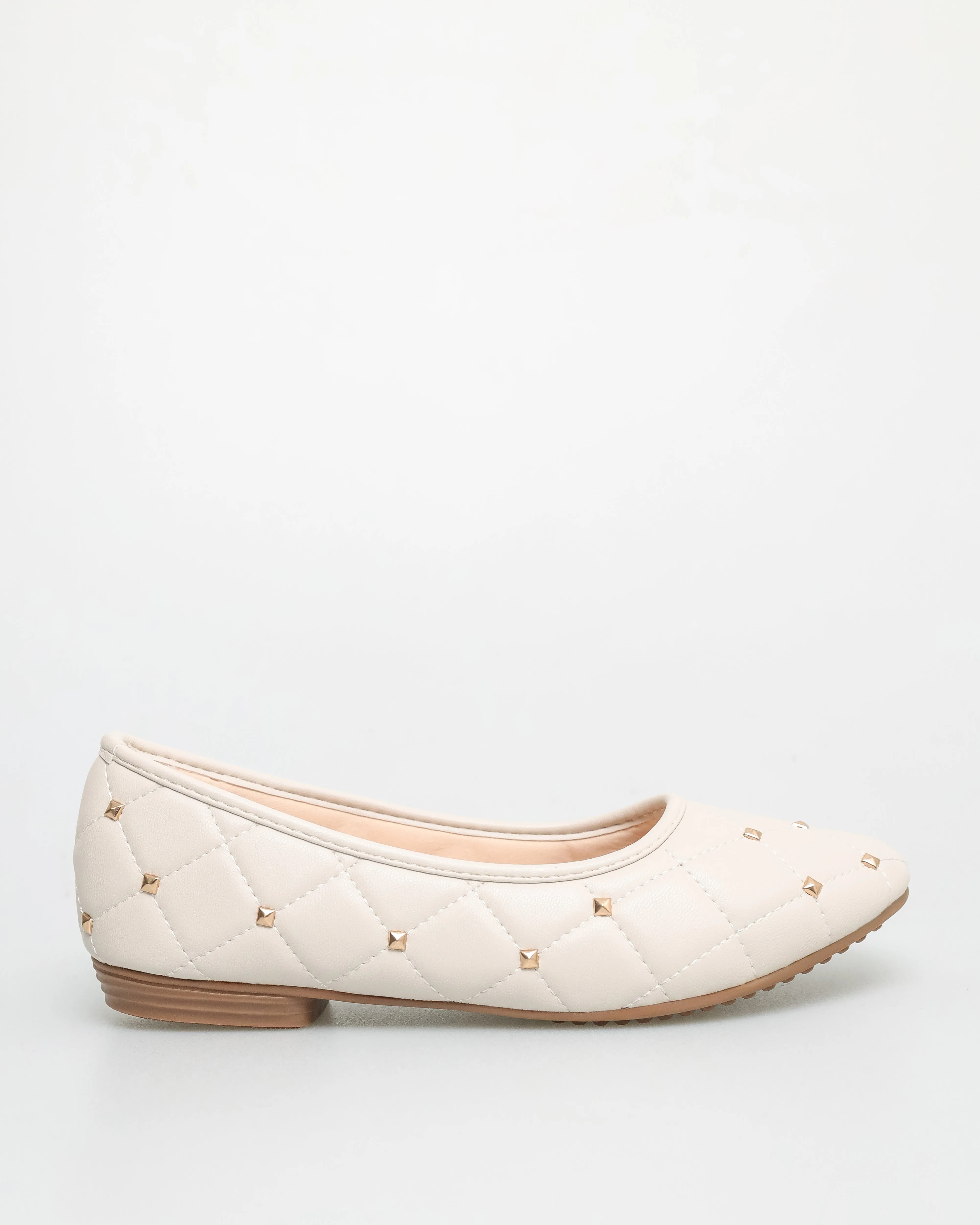 Tomaz NN336 Ladies Quilted Flats (Cream)