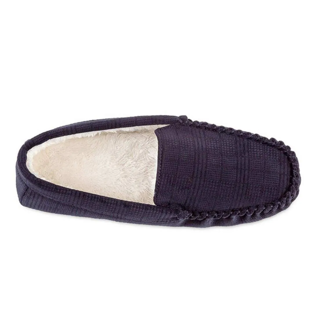 Totes Mens Velour Moccasin Slippers Sherpa Lining Comfort