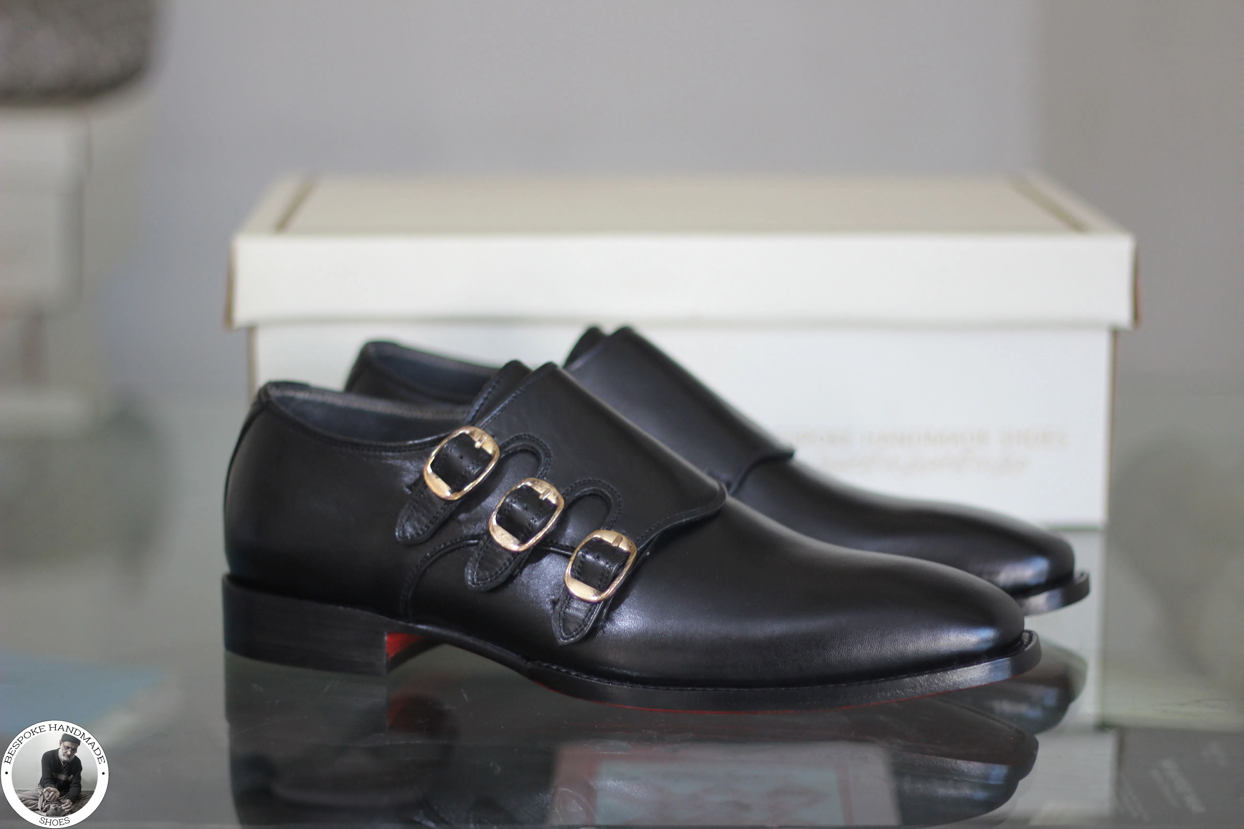 Triple Monk Strap Whole Cut Shoe