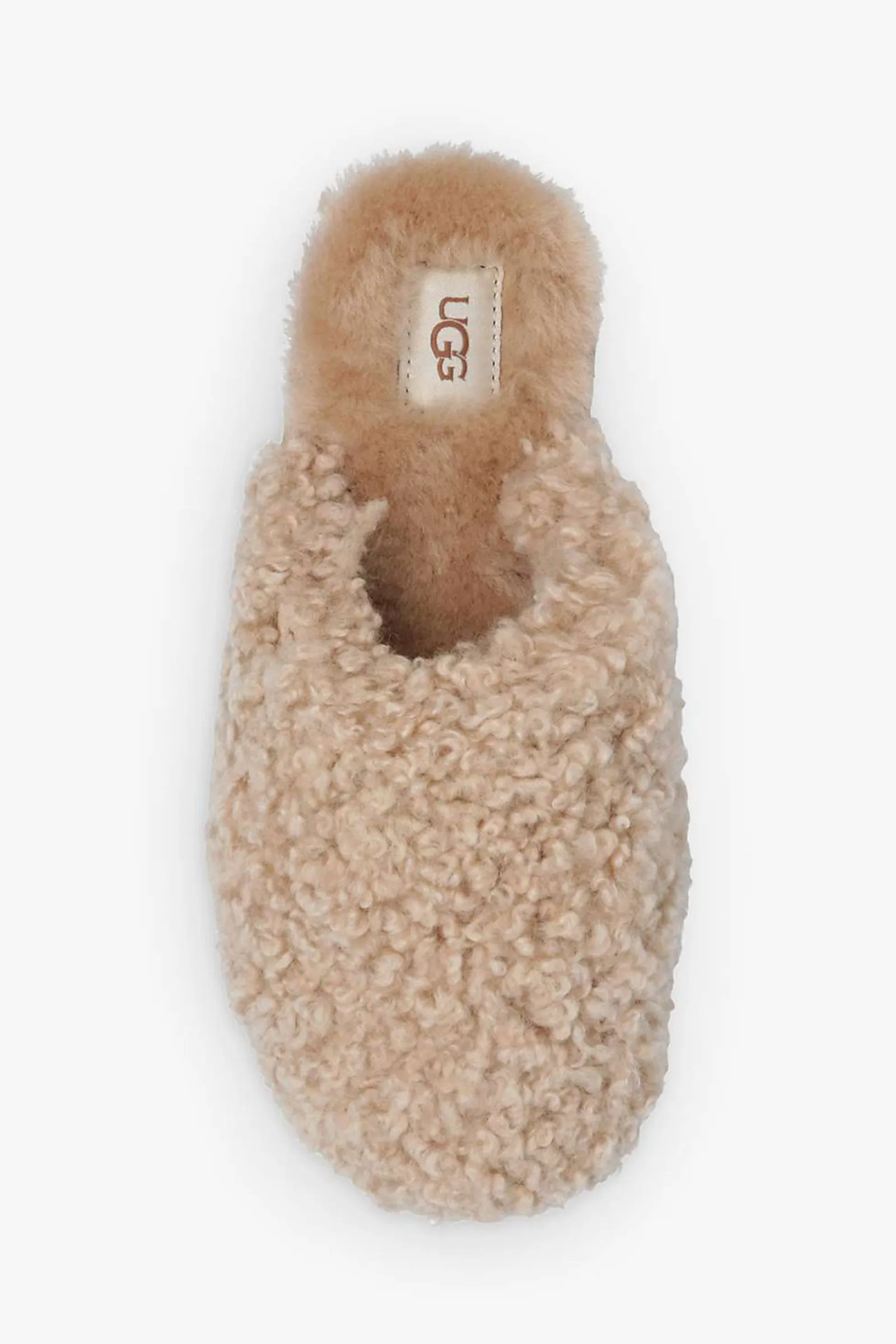 UGG Maxi Curly Sheepskin Slide Slippers, Sand