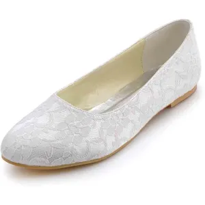 Wedding Flats Comfortable Women Bridal Shoes Flats Closed Toe Ballet Flats