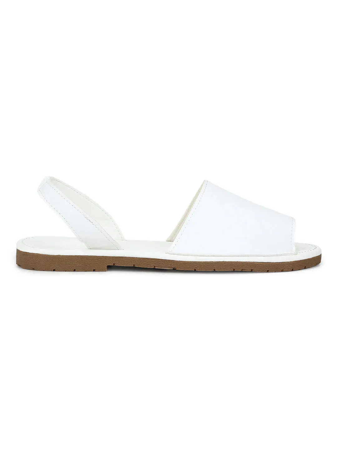 White PU Back Sling Open Toe Slip-On Sandals