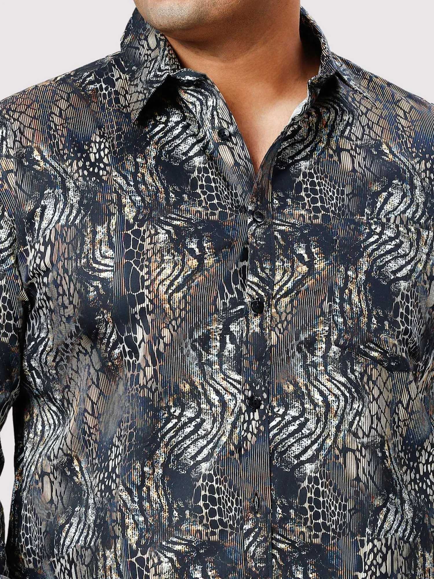 Wild Wave Digital Printed Full Sleeve Shirt Men's Plus Size