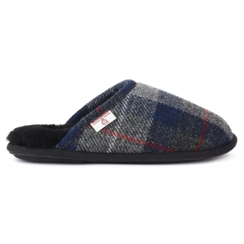 William - Harris Tweed Mule - Navy / Black Check