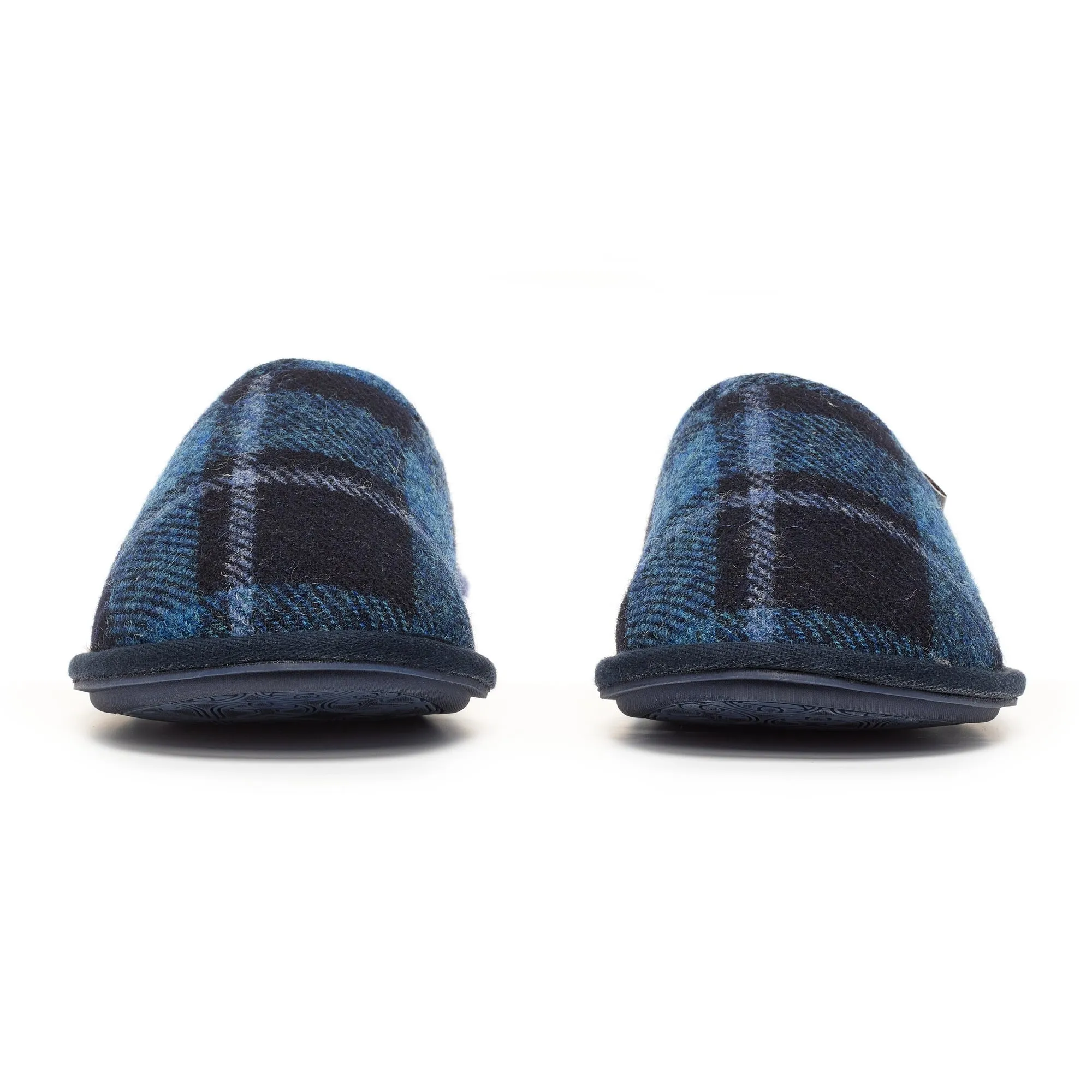 William - Harris Tweed Mule - Navy / Grey Tartan Check