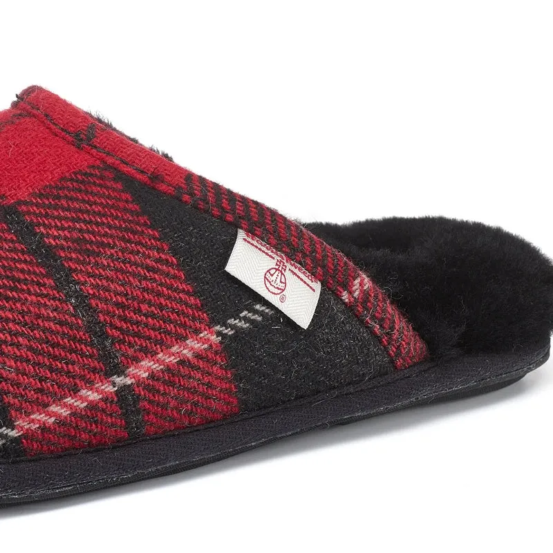 William - Harris Tweed Mule - Red / Black Check