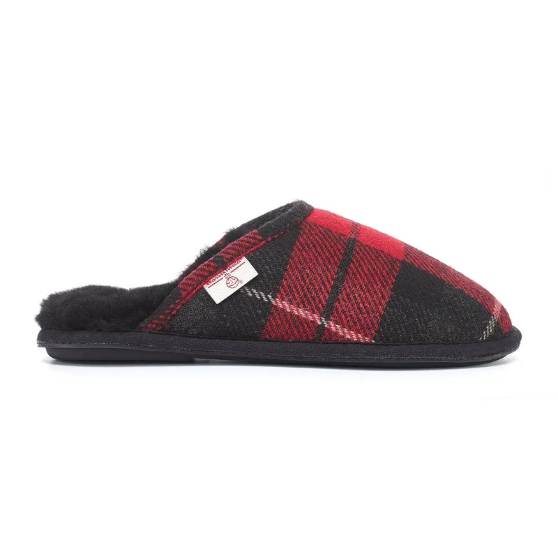 William - Harris Tweed Mule - Red / Black Check