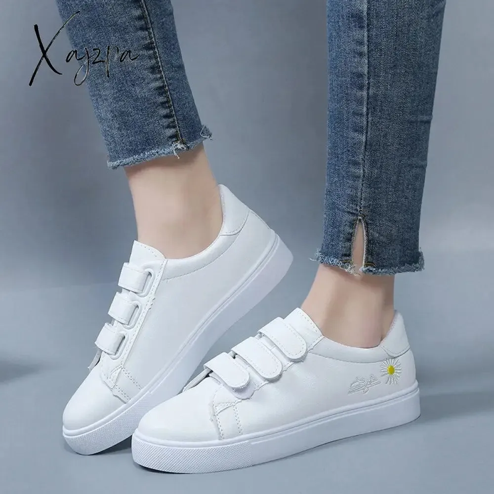 Xajzpa - Fashion Flower Decoration  Women Casual Shoes Convenient Breathable White All-match Round Head Sneakers Woman Shoes