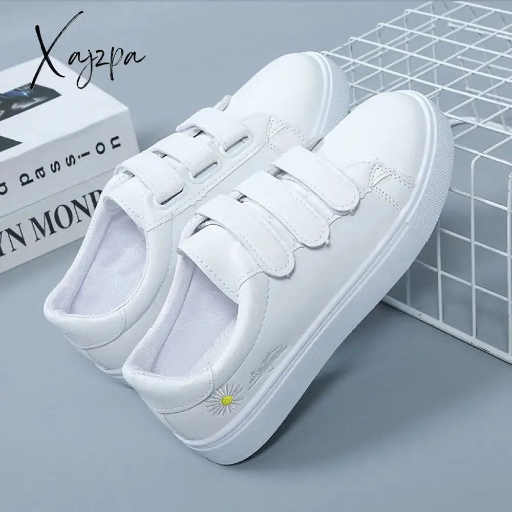 Xajzpa - Fashion Flower Decoration  Women Casual Shoes Convenient Breathable White All-match Round Head Sneakers Woman Shoes